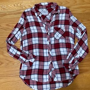 Rails Hunter red and white plaid shirt.